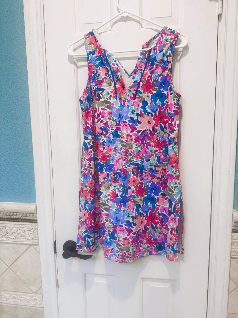 Tommy Bahama Watercolor Floral Split Neck Beach Romper XS